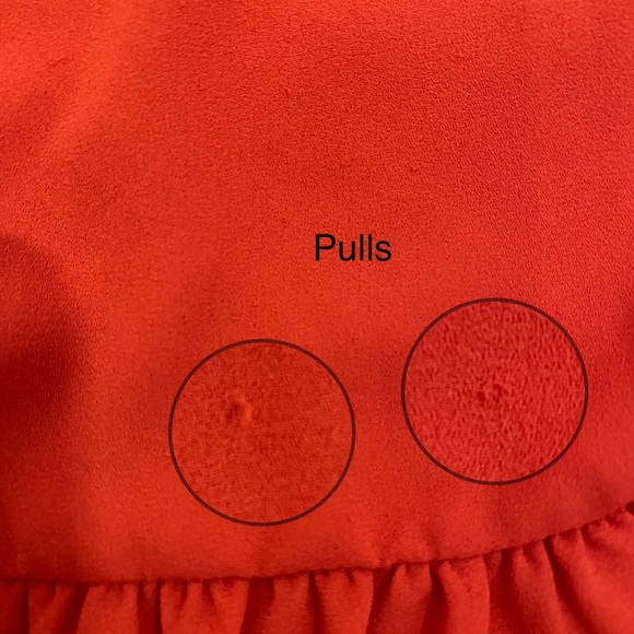 Loft Orange Red Tie Front Peasant Blouse With Ruffle Peplum Hem, Size Large - Picture 14 of 16